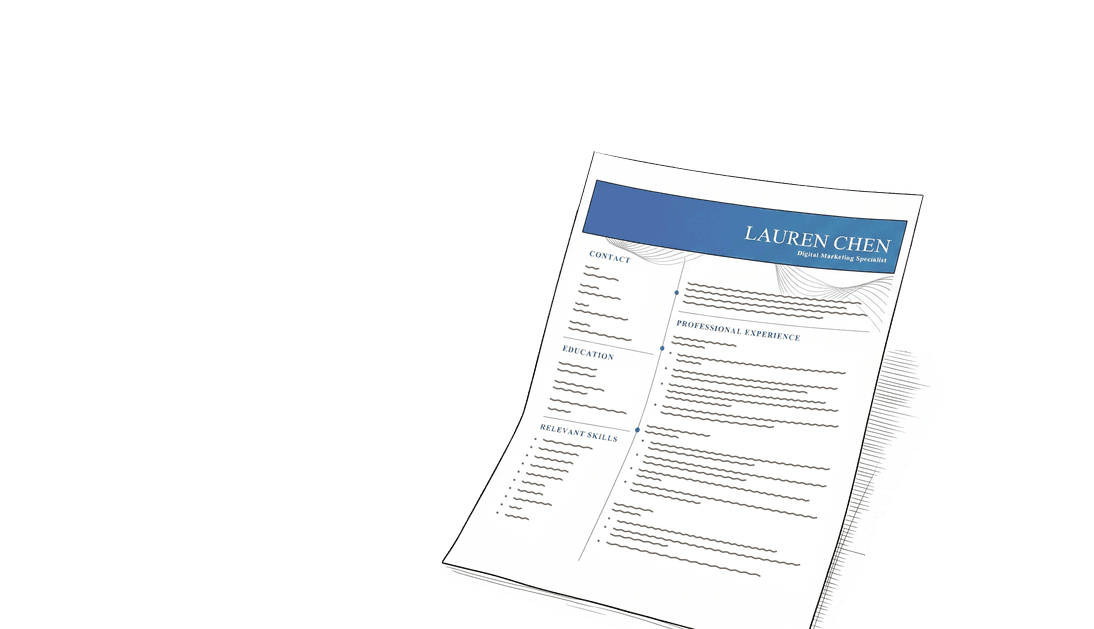 A printed résumé lying at an angle