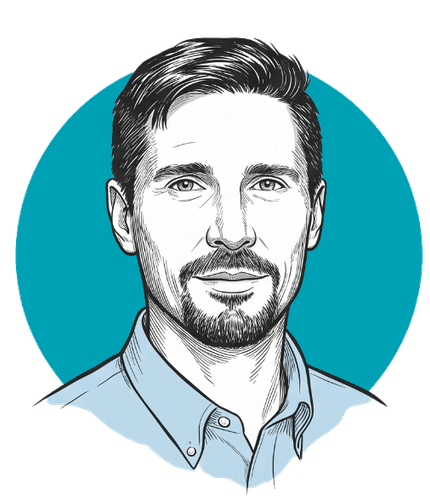 Illustrated portrait of Pete Bruns, VP of Software Engineering at OpenArc
